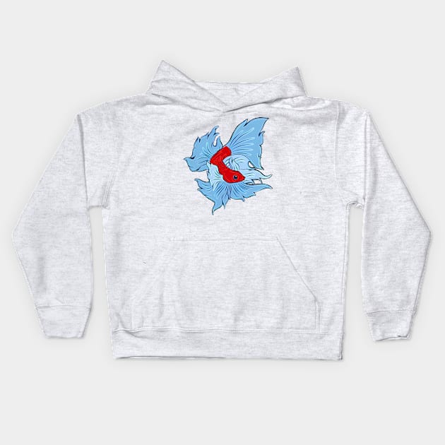 Betta Fish In Red And Blue Kids Hoodie by PhotoArts